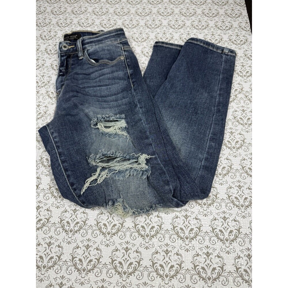 Judy Blue Skinny Fit Distressed Jeans Medium Wash Denim JB82156MD Size 0/24